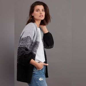 Anthropologie Gentle Fawn Eda Gray
Black Stripe Open Cardigan Sweater